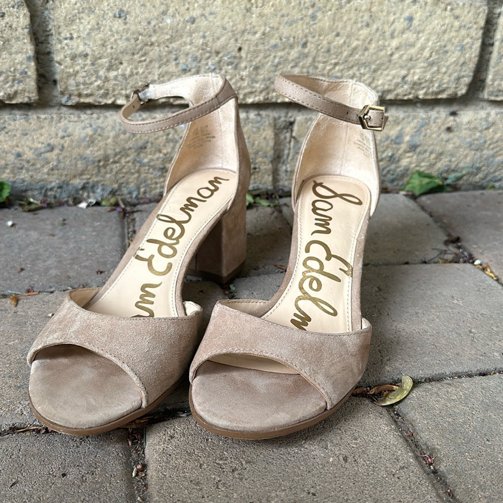 Sam Edelman SUSIE Women’s Suede Ankle Heel Strap Sandals Sz 7.5